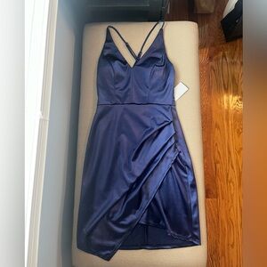 NWT Navy Blue Satin Mini Dress